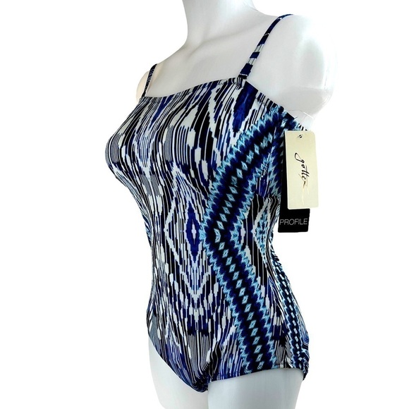 Profile by Gottex Bandeau One Piece Blue Multi Colored Swimsuit - Picture 8 of 16